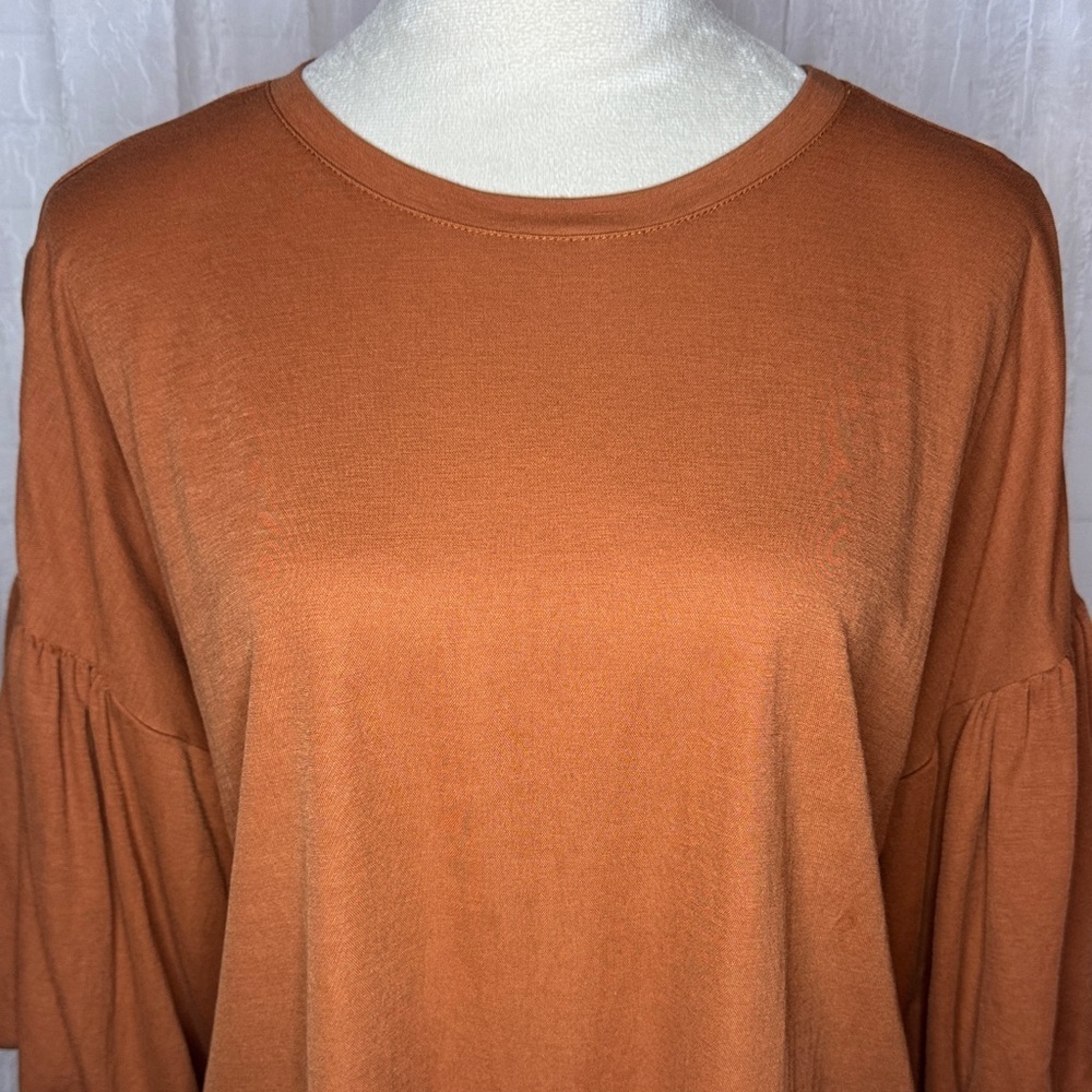 Miou Muse Women's Rust Blouse with Balloon Sleeves - Picture 3 of 8